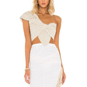 Jbq 'Sol' White One Shoulder Linen Top Size M - NWT